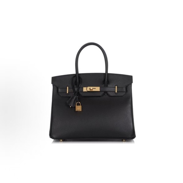 HERMES Birkin 30 Gold buckle platinum handbag 30 Women\'s Edition 89 Noir Black